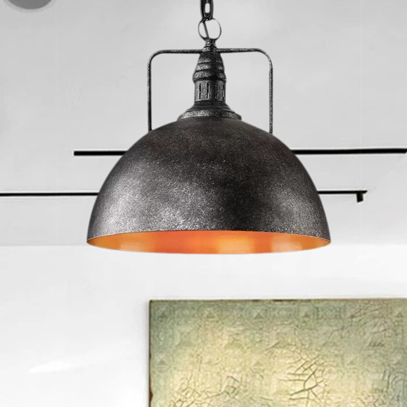 8"/12"/16" W 1 Bulb Pendant Light Antique Style Metal Hanging Light Fixture in Dark Grey/Light Grey for Dining Room Clearhalo 'Art Deco Pendants' 'Cast Iron' 'Ceiling Lights' 'Ceramic' 'Crystal' 'Industrial Pendants' 'Industrial' 'Metal' 'Middle Century Pendants' 'Pendant Lights' 'Pendants' 'Tiffany' Lighting' 1421175
