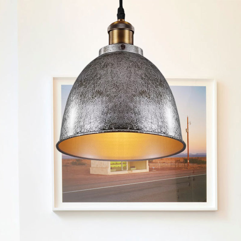 Antique Style Dome Pendant Lamp 1 Light Wrought Iron Hanging Light Fixture with Cord in Black/Rust Clearhalo 'Art Deco Pendants' 'Black' 'Cast Iron' 'Ceiling Lights' 'Ceramic' 'Crystal' 'Industrial Pendants' 'Industrial' 'Metal' 'Middle Century Pendants' 'Pendant Lights' 'Pendants' 'Rustic Pendants' 'Tiffany' Lighting' 1421186