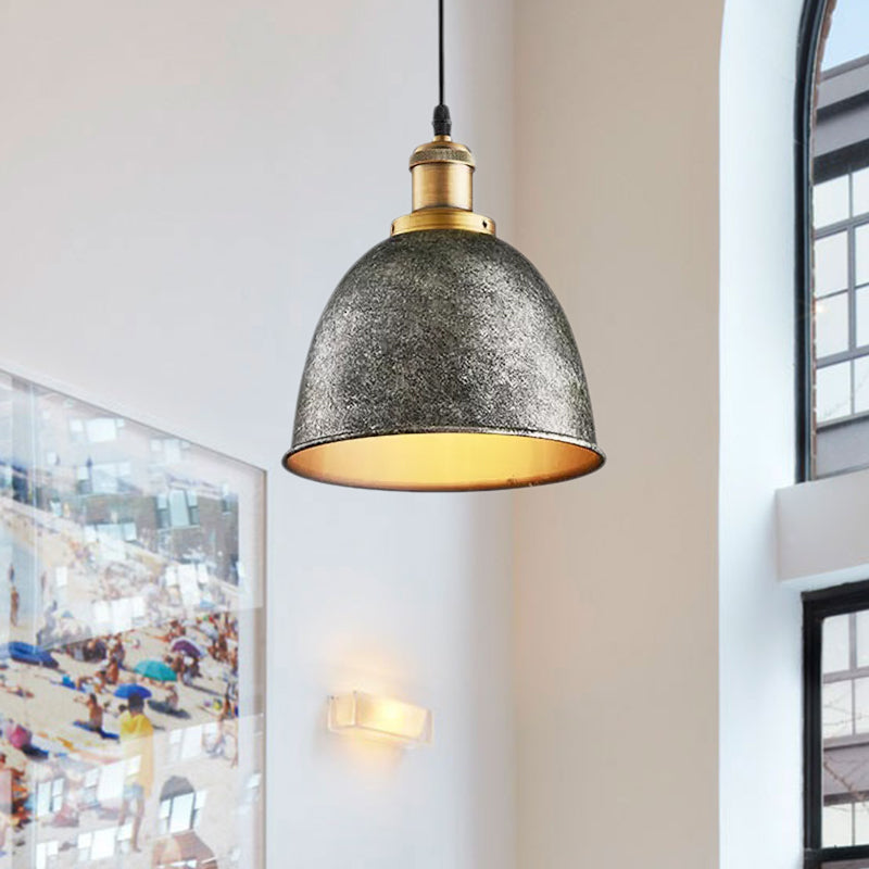 Antique Style Dome Pendant Lamp 1 Light Wrought Iron Hanging Light Fixture with Cord in Black/Rust Clearhalo 'Art Deco Pendants' 'Black' 'Cast Iron' 'Ceiling Lights' 'Ceramic' 'Crystal' 'Industrial Pendants' 'Industrial' 'Metal' 'Middle Century Pendants' 'Pendant Lights' 'Pendants' 'Rustic Pendants' 'Tiffany' Lighting' 1421187