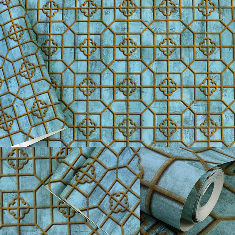 Chinoiserie Symmetric Wallpaper Pastel Color Geometric Wall Covering for Tearoom Clearhalo 'Wall Decor' 'Wallpaper' 1421218