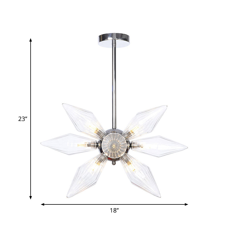 Diamond Clear/Amber Glass Chandelier Industrial 9/12/15 Heads Kitchen Pendant Lighting Fixture in Chrome/Gold Clearhalo 'Ceiling Lights' 'Chandeliers' 'Close To Ceiling Lights' 'Glass shade' 'Glass' 'Industrial Chandeliers' 'Industrial' 'Middle Century Chandeliers' 'Tiffany' Lighting' 1423413