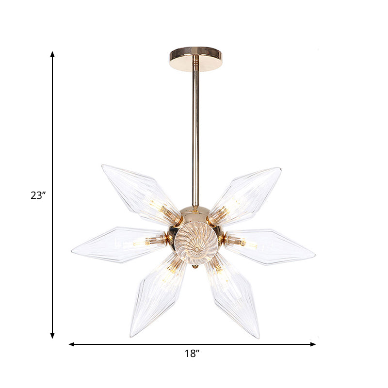 Diamond Clear/Amber Glass Chandelier Industrial 9/12/15 Heads Kitchen Pendant Lighting Fixture in Chrome/Gold Clearhalo 'Ceiling Lights' 'Chandeliers' 'Close To Ceiling Lights' 'Glass shade' 'Glass' 'Industrial Chandeliers' 'Industrial' 'Middle Century Chandeliers' 'Tiffany' Lighting' 1423417