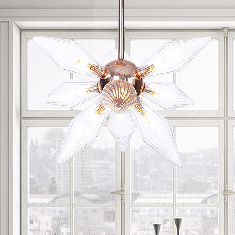 Sputnik Living Room Hanging Fixture Factory Clear/Amber Glass 9/12/15 Bulbs Brass/Copper Chandelier Lighting Fixture Clearhalo 'Cast Iron' 'Ceiling Lights' 'Chandeliers' 'Industrial Chandeliers' 'Industrial' 'Metal' 'Middle Century Chandeliers' 'Rustic Chandeliers' 'Tiffany' Lighting' 1423528
