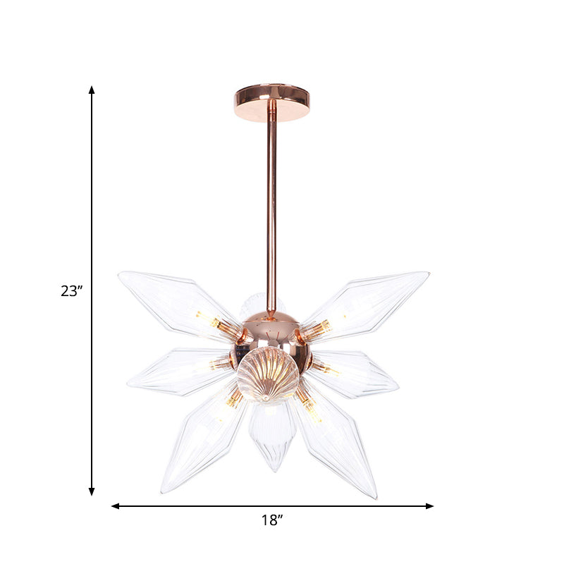 Sputnik Living Room Hanging Fixture Factory Clear/Amber Glass 9/12/15 Bulbs Brass/Copper Chandelier Lighting Fixture Clearhalo 'Cast Iron' 'Ceiling Lights' 'Chandeliers' 'Industrial Chandeliers' 'Industrial' 'Metal' 'Middle Century Chandeliers' 'Rustic Chandeliers' 'Tiffany' Lighting' 1423532