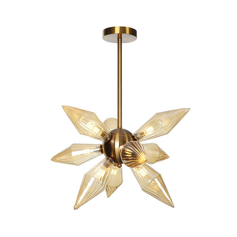 Sputnik Living Room Hanging Fixture Factory Clear/Amber Glass 9/12/15 Bulbs Brass/Copper Chandelier Lighting Fixture Clearhalo 'Cast Iron' 'Ceiling Lights' 'Chandeliers' 'Industrial Chandeliers' 'Industrial' 'Metal' 'Middle Century Chandeliers' 'Rustic Chandeliers' 'Tiffany' Lighting' 1423544