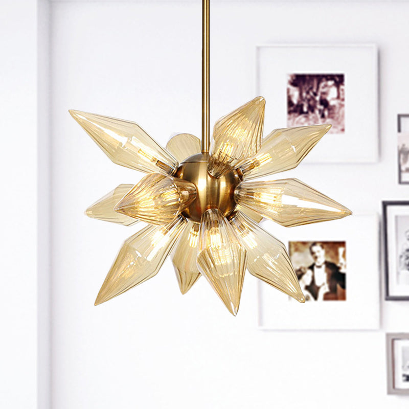 Sputnik Living Room Hanging Fixture Factory Clear/Amber Glass 9/12/15 Bulbs Brass/Copper Chandelier Lighting Fixture Clearhalo 'Cast Iron' 'Ceiling Lights' 'Chandeliers' 'Industrial Chandeliers' 'Industrial' 'Metal' 'Middle Century Chandeliers' 'Rustic Chandeliers' 'Tiffany' Lighting' 1423546