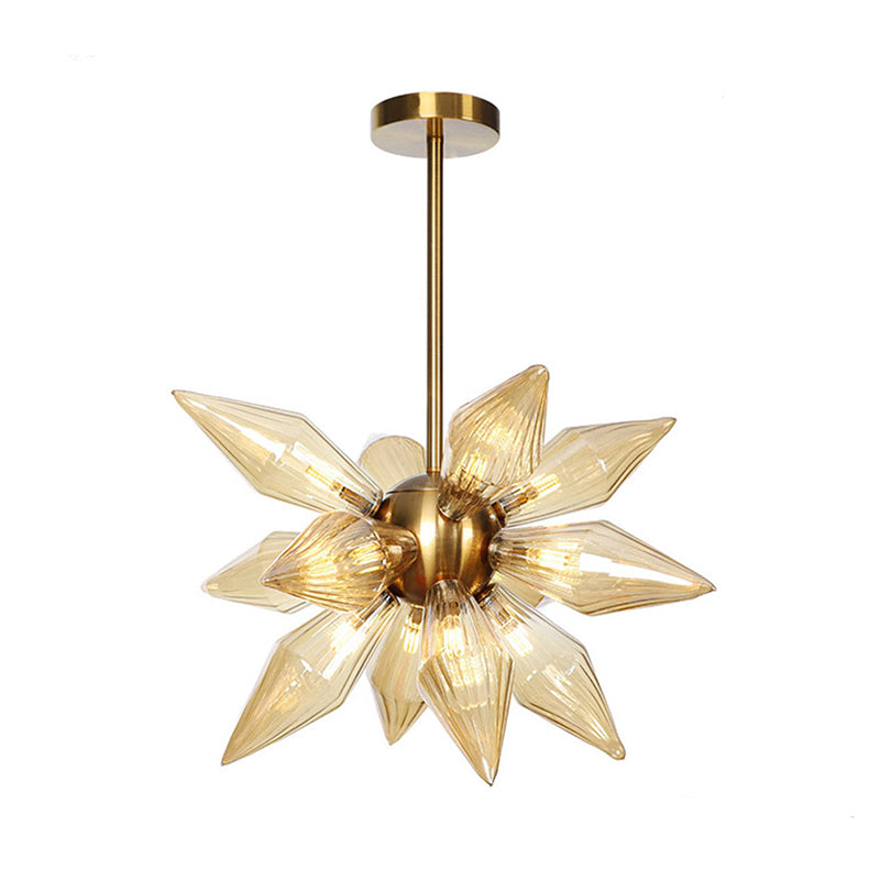 Sputnik Living Room Hanging Fixture Factory Clear/Amber Glass 9/12/15 Bulbs Brass/Copper Chandelier Lighting Fixture Clearhalo 'Cast Iron' 'Ceiling Lights' 'Chandeliers' 'Industrial Chandeliers' 'Industrial' 'Metal' 'Middle Century Chandeliers' 'Rustic Chandeliers' 'Tiffany' Lighting' 1423548