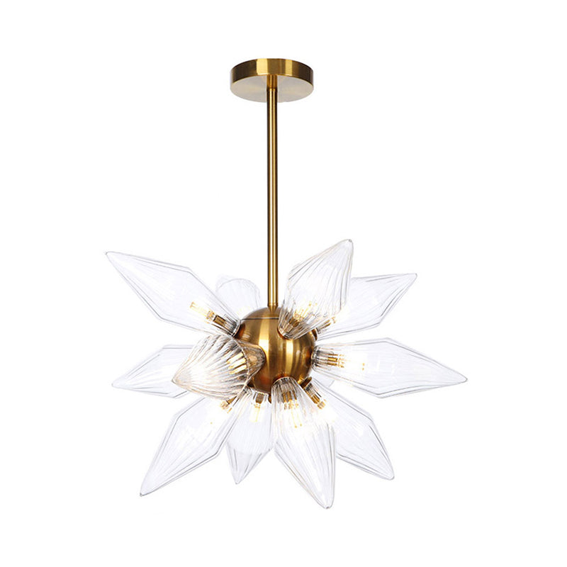 Sputnik Living Room Hanging Fixture Factory Clear/Amber Glass 9/12/15 Bulbs Brass/Copper Chandelier Lighting Fixture Clearhalo 'Cast Iron' 'Ceiling Lights' 'Chandeliers' 'Industrial Chandeliers' 'Industrial' 'Metal' 'Middle Century Chandeliers' 'Rustic Chandeliers' 'Tiffany' Lighting' 1423552