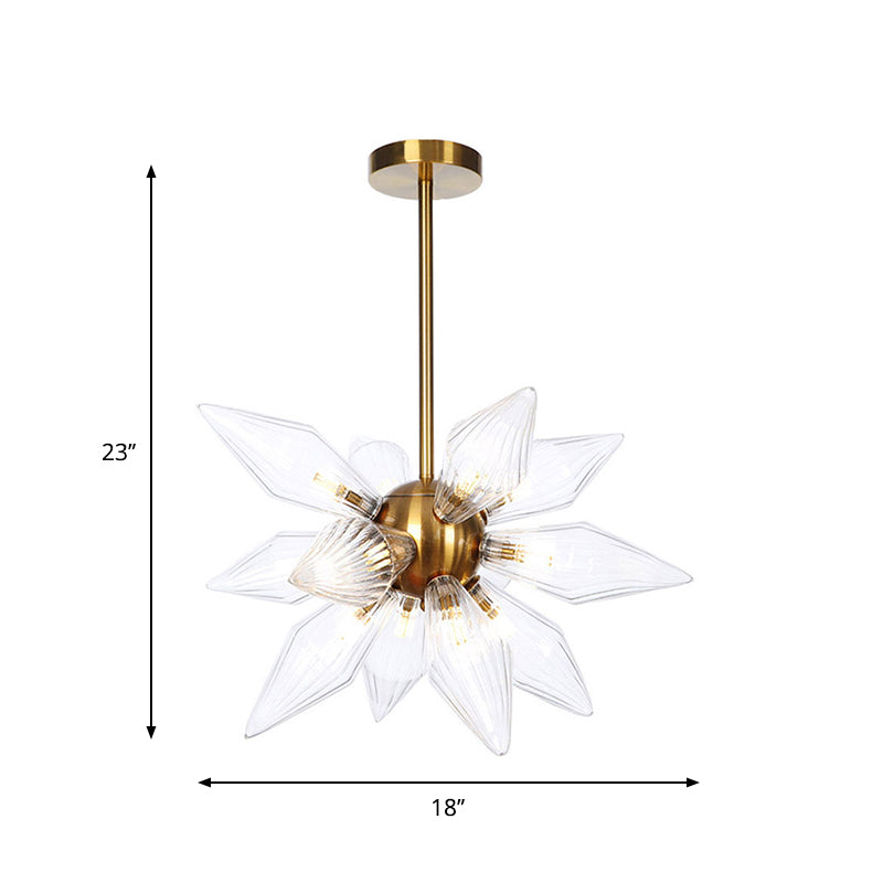 Sputnik Living Room Hanging Fixture Factory Clear/Amber Glass 9/12/15 Bulbs Brass/Copper Chandelier Lighting Fixture Clearhalo 'Cast Iron' 'Ceiling Lights' 'Chandeliers' 'Industrial Chandeliers' 'Industrial' 'Metal' 'Middle Century Chandeliers' 'Rustic Chandeliers' 'Tiffany' Lighting' 1423553