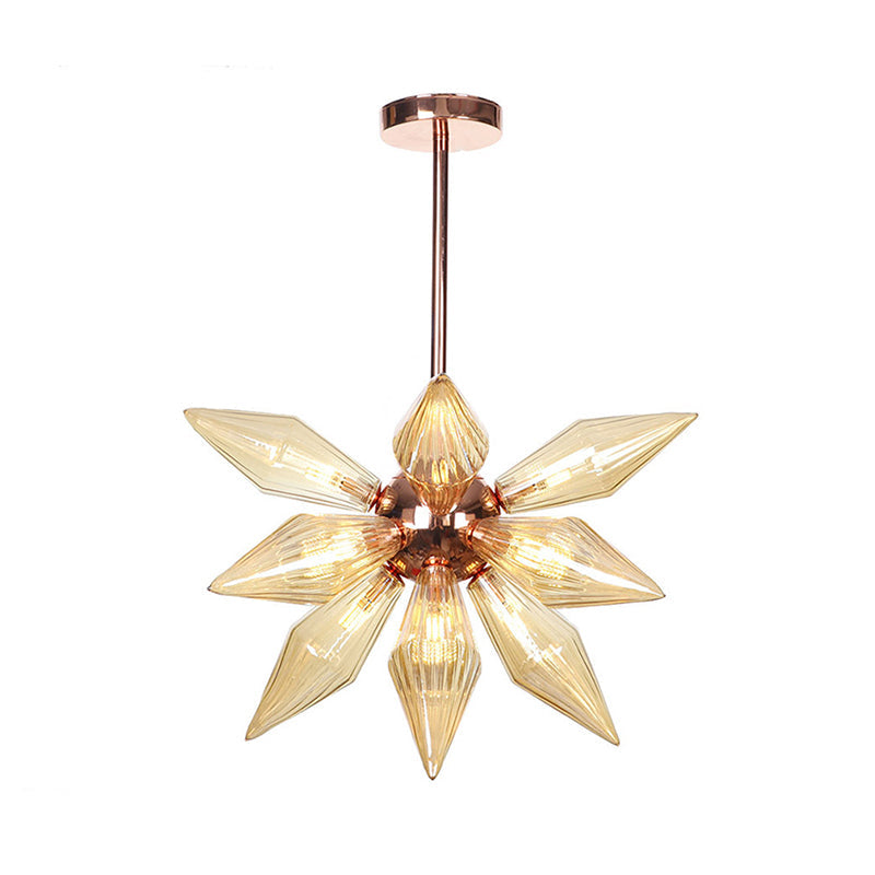 Sputnik Living Room Hanging Fixture Factory Clear/Amber Glass 9/12/15 Bulbs Brass/Copper Chandelier Lighting Fixture Clearhalo 'Cast Iron' 'Ceiling Lights' 'Chandeliers' 'Industrial Chandeliers' 'Industrial' 'Metal' 'Middle Century Chandeliers' 'Rustic Chandeliers' 'Tiffany' Lighting' 1423556