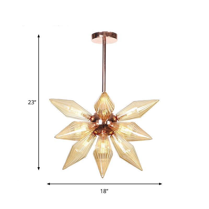 Sputnik Living Room Hanging Fixture Factory Clear/Amber Glass 9/12/15 Bulbs Brass/Copper Chandelier Lighting Fixture Clearhalo 'Cast Iron' 'Ceiling Lights' 'Chandeliers' 'Industrial Chandeliers' 'Industrial' 'Metal' 'Middle Century Chandeliers' 'Rustic Chandeliers' 'Tiffany' Lighting' 1423557