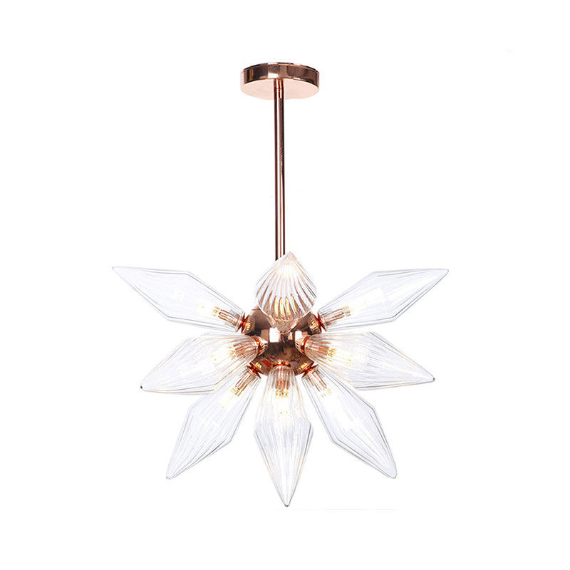 Sputnik Living Room Hanging Fixture Factory Clear/Amber Glass 9/12/15 Bulbs Brass/Copper Chandelier Lighting Fixture Clearhalo 'Cast Iron' 'Ceiling Lights' 'Chandeliers' 'Industrial Chandeliers' 'Industrial' 'Metal' 'Middle Century Chandeliers' 'Rustic Chandeliers' 'Tiffany' Lighting' 1423560