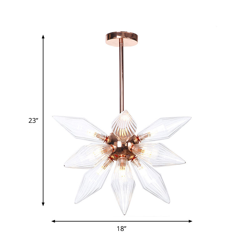Sputnik Living Room Hanging Fixture Factory Clear/Amber Glass 9/12/15 Bulbs Brass/Copper Chandelier Lighting Fixture Clearhalo 'Cast Iron' 'Ceiling Lights' 'Chandeliers' 'Industrial Chandeliers' 'Industrial' 'Metal' 'Middle Century Chandeliers' 'Rustic Chandeliers' 'Tiffany' Lighting' 1423561