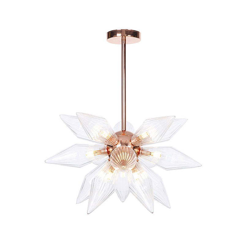 Sputnik Living Room Hanging Fixture Factory Clear/Amber Glass 9/12/15 Bulbs Brass/Copper Chandelier Lighting Fixture Clearhalo 'Cast Iron' 'Ceiling Lights' 'Chandeliers' 'Industrial Chandeliers' 'Industrial' 'Metal' 'Middle Century Chandeliers' 'Rustic Chandeliers' 'Tiffany' Lighting' 1423564
