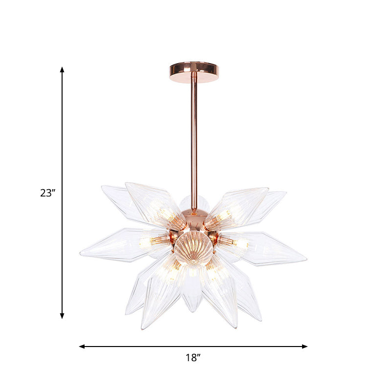Sputnik Living Room Hanging Fixture Factory Clear/Amber Glass 9/12/15 Bulbs Brass/Copper Chandelier Lighting Fixture Clearhalo 'Cast Iron' 'Ceiling Lights' 'Chandeliers' 'Industrial Chandeliers' 'Industrial' 'Metal' 'Middle Century Chandeliers' 'Rustic Chandeliers' 'Tiffany' Lighting' 1423565