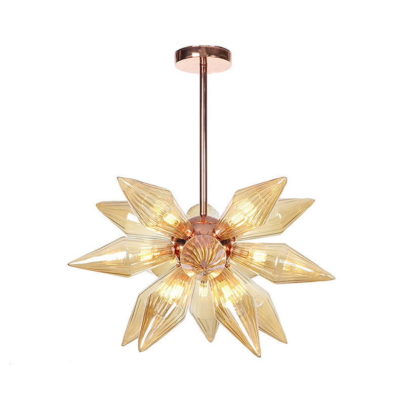 Sputnik Living Room Hanging Fixture Factory Clear/Amber Glass 9/12/15 Bulbs Brass/Copper Chandelier Lighting Fixture Clearhalo 'Cast Iron' 'Ceiling Lights' 'Chandeliers' 'Industrial Chandeliers' 'Industrial' 'Metal' 'Middle Century Chandeliers' 'Rustic Chandeliers' 'Tiffany' Lighting' 1423568