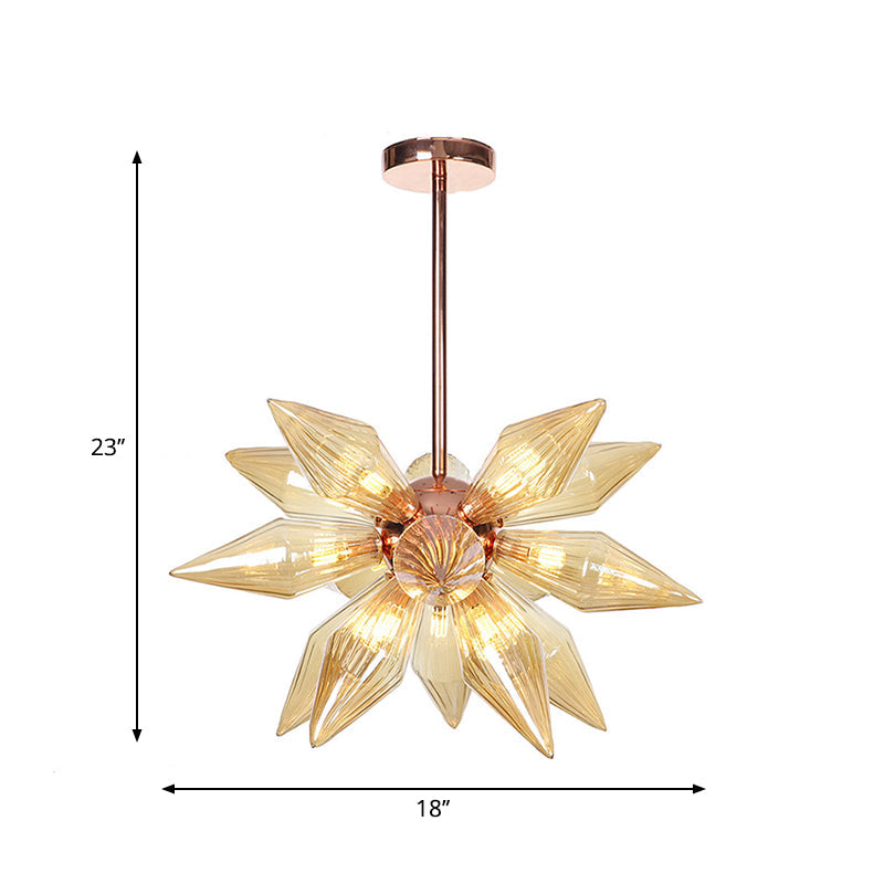 Sputnik Living Room Hanging Fixture Factory Clear/Amber Glass 9/12/15 Bulbs Brass/Copper Chandelier Lighting Fixture Clearhalo 'Cast Iron' 'Ceiling Lights' 'Chandeliers' 'Industrial Chandeliers' 'Industrial' 'Metal' 'Middle Century Chandeliers' 'Rustic Chandeliers' 'Tiffany' Lighting' 1423569