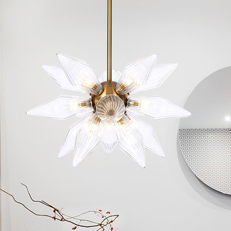 Sputnik Living Room Hanging Fixture Factory Clear/Amber Glass 9/12/15 Bulbs Brass/Copper Chandelier Lighting Fixture Clearhalo 'Cast Iron' 'Ceiling Lights' 'Chandeliers' 'Industrial Chandeliers' 'Industrial' 'Metal' 'Middle Century Chandeliers' 'Rustic Chandeliers' 'Tiffany' Lighting' 1423570