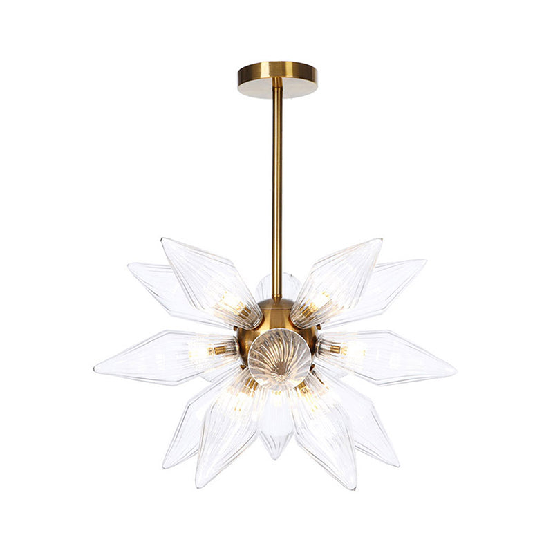 Sputnik Living Room Hanging Fixture Factory Clear/Amber Glass 9/12/15 Bulbs Brass/Copper Chandelier Lighting Fixture Clearhalo 'Cast Iron' 'Ceiling Lights' 'Chandeliers' 'Industrial Chandeliers' 'Industrial' 'Metal' 'Middle Century Chandeliers' 'Rustic Chandeliers' 'Tiffany' Lighting' 1423572