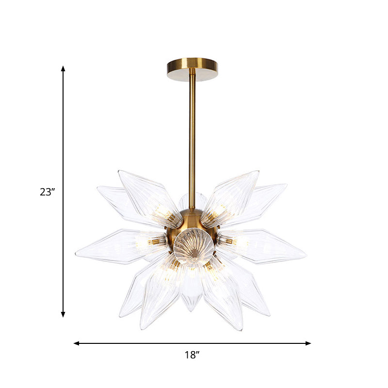 Sputnik Living Room Hanging Fixture Factory Clear/Amber Glass 9/12/15 Bulbs Brass/Copper Chandelier Lighting Fixture Clearhalo 'Cast Iron' 'Ceiling Lights' 'Chandeliers' 'Industrial Chandeliers' 'Industrial' 'Metal' 'Middle Century Chandeliers' 'Rustic Chandeliers' 'Tiffany' Lighting' 1423573