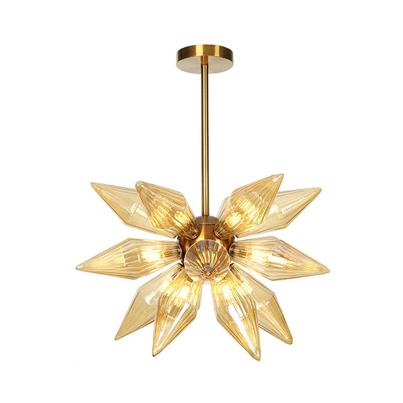 Sputnik Living Room Hanging Fixture Factory Clear/Amber Glass 9/12/15 Bulbs Brass/Copper Chandelier Lighting Fixture Clearhalo 'Cast Iron' 'Ceiling Lights' 'Chandeliers' 'Industrial Chandeliers' 'Industrial' 'Metal' 'Middle Century Chandeliers' 'Rustic Chandeliers' 'Tiffany' Lighting' 1423576