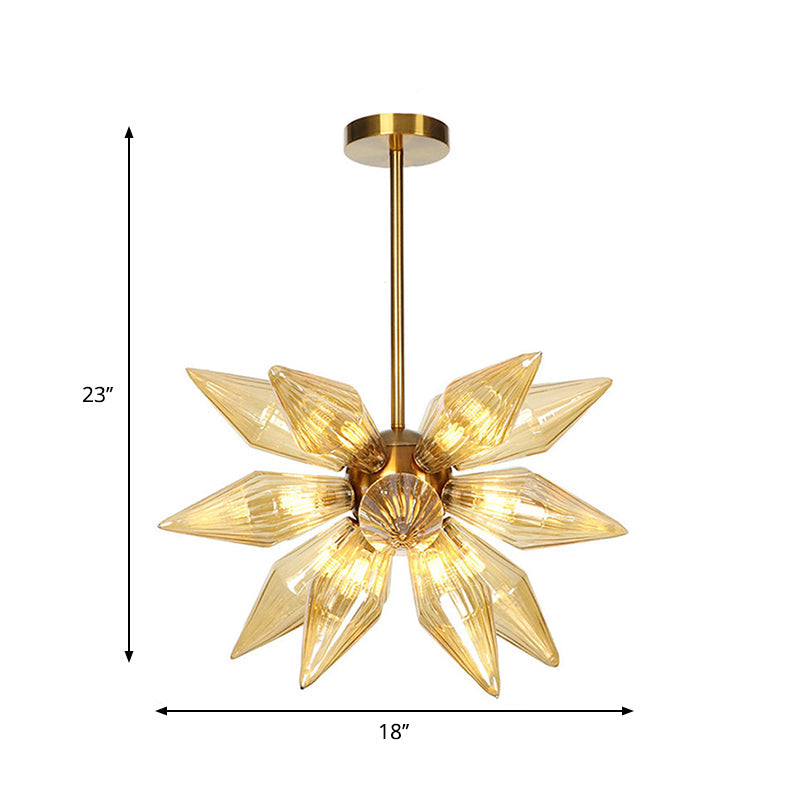 Sputnik Living Room Hanging Fixture Factory Clear/Amber Glass 9/12/15 Bulbs Brass/Copper Chandelier Lighting Fixture Clearhalo 'Cast Iron' 'Ceiling Lights' 'Chandeliers' 'Industrial Chandeliers' 'Industrial' 'Metal' 'Middle Century Chandeliers' 'Rustic Chandeliers' 'Tiffany' Lighting' 1423577