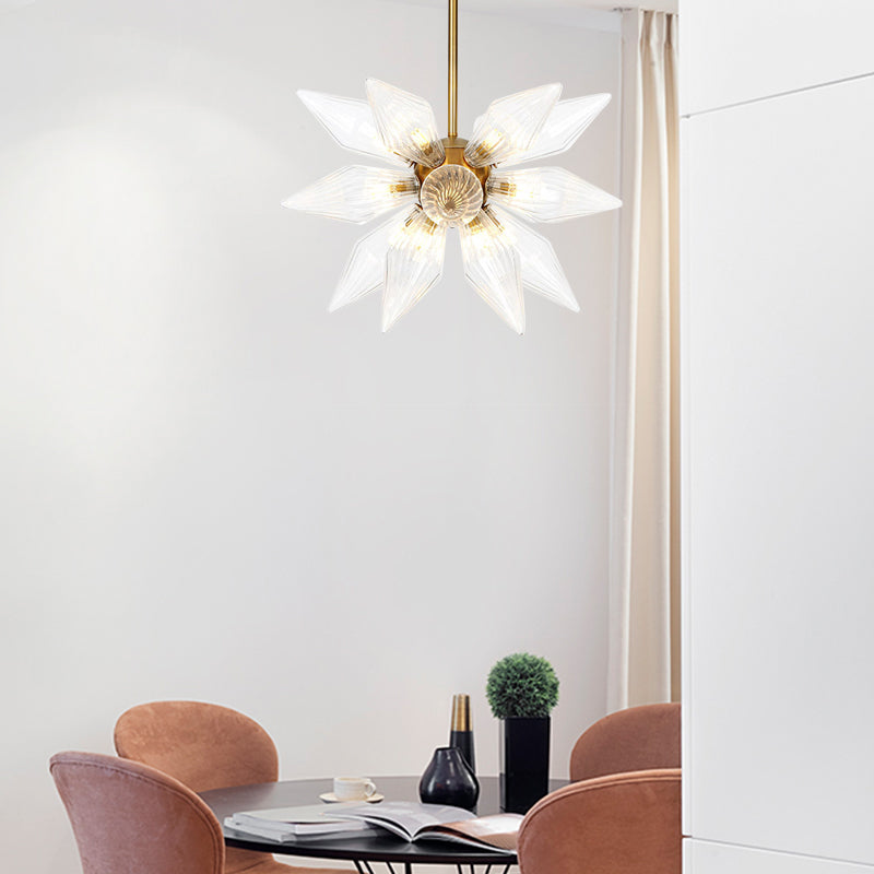 Sputnik Living Room Hanging Fixture Factory Clear/Amber Glass 9/12/15 Bulbs Brass/Copper Chandelier Lighting Fixture 18 Brass Clear Clearhalo 'Cast Iron' 'Ceiling Lights' 'Chandeliers' 'Industrial Chandeliers' 'Industrial' 'Metal' 'Middle Century Chandeliers' 'Rustic Chandeliers' 'Tiffany' Lighting' 1423579