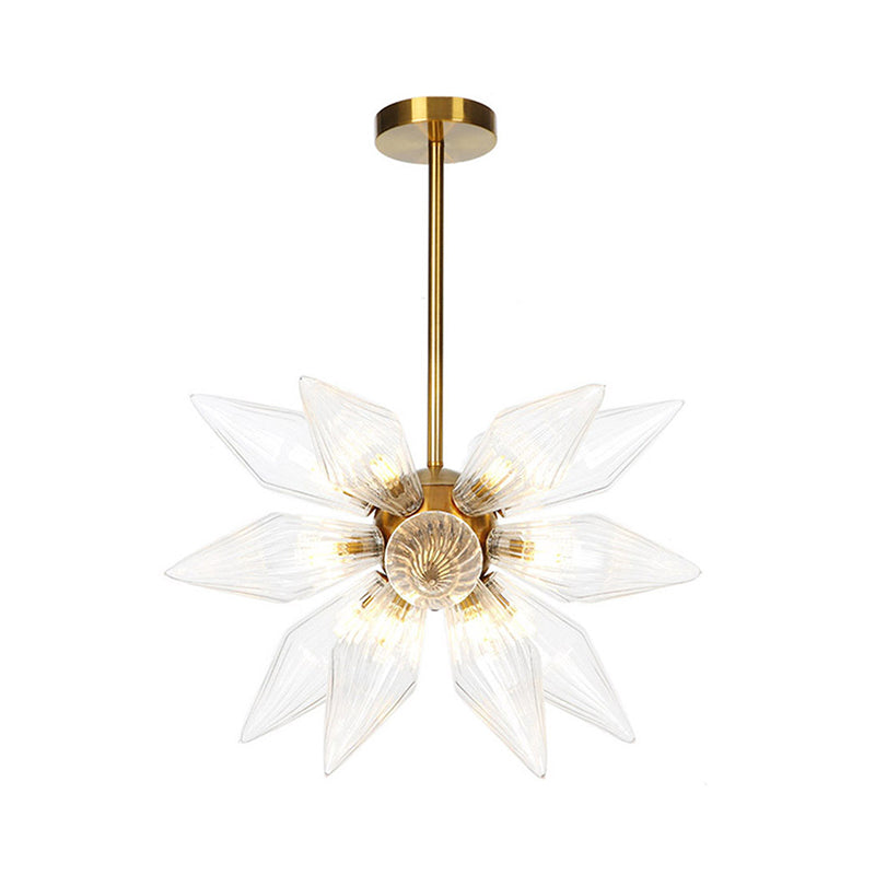 Sputnik Living Room Hanging Fixture Factory Clear/Amber Glass 9/12/15 Bulbs Brass/Copper Chandelier Lighting Fixture Clearhalo 'Cast Iron' 'Ceiling Lights' 'Chandeliers' 'Industrial Chandeliers' 'Industrial' 'Metal' 'Middle Century Chandeliers' 'Rustic Chandeliers' 'Tiffany' Lighting' 1423580