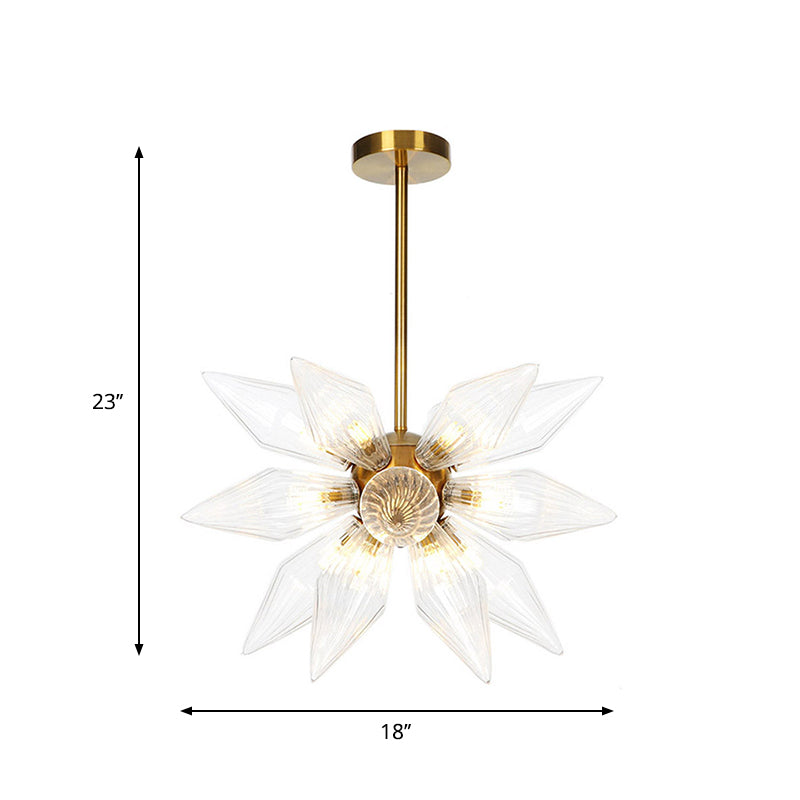 Sputnik Living Room Hanging Fixture Factory Clear/Amber Glass 9/12/15 Bulbs Brass/Copper Chandelier Lighting Fixture Clearhalo 'Cast Iron' 'Ceiling Lights' 'Chandeliers' 'Industrial Chandeliers' 'Industrial' 'Metal' 'Middle Century Chandeliers' 'Rustic Chandeliers' 'Tiffany' Lighting' 1423581