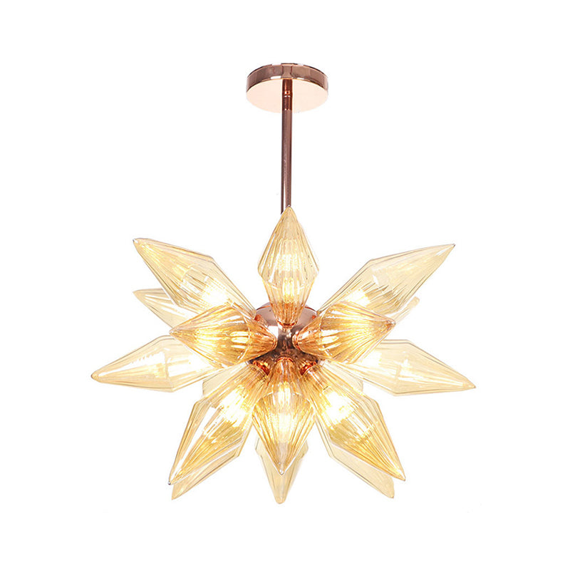 Sputnik Living Room Hanging Fixture Factory Clear/Amber Glass 9/12/15 Bulbs Brass/Copper Chandelier Lighting Fixture Clearhalo 'Cast Iron' 'Ceiling Lights' 'Chandeliers' 'Industrial Chandeliers' 'Industrial' 'Metal' 'Middle Century Chandeliers' 'Rustic Chandeliers' 'Tiffany' Lighting' 1423584