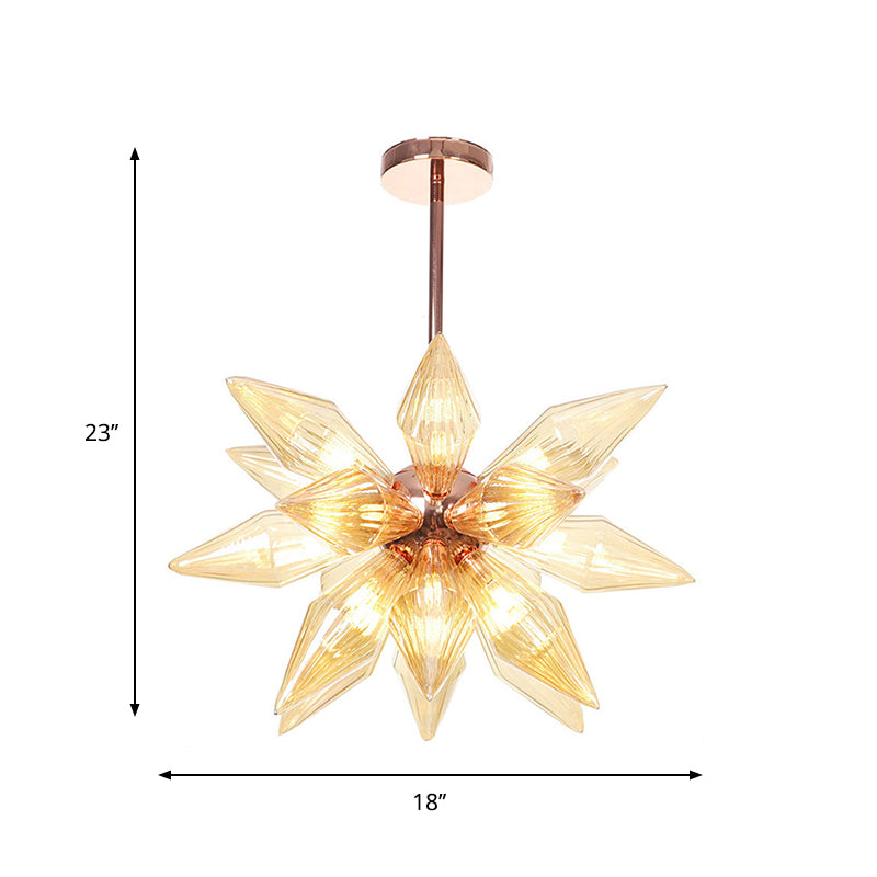 Sputnik Living Room Hanging Fixture Factory Clear/Amber Glass 9/12/15 Bulbs Brass/Copper Chandelier Lighting Fixture Clearhalo 'Cast Iron' 'Ceiling Lights' 'Chandeliers' 'Industrial Chandeliers' 'Industrial' 'Metal' 'Middle Century Chandeliers' 'Rustic Chandeliers' 'Tiffany' Lighting' 1423585