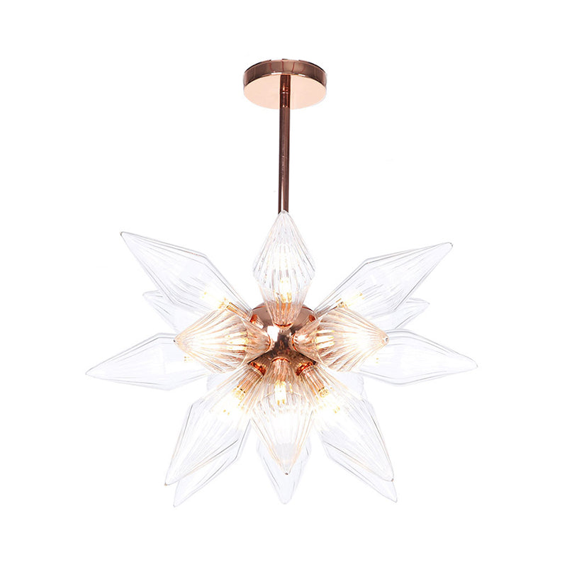 Sputnik Living Room Hanging Fixture Factory Clear/Amber Glass 9/12/15 Bulbs Brass/Copper Chandelier Lighting Fixture Clearhalo 'Cast Iron' 'Ceiling Lights' 'Chandeliers' 'Industrial Chandeliers' 'Industrial' 'Metal' 'Middle Century Chandeliers' 'Rustic Chandeliers' 'Tiffany' Lighting' 1423588
