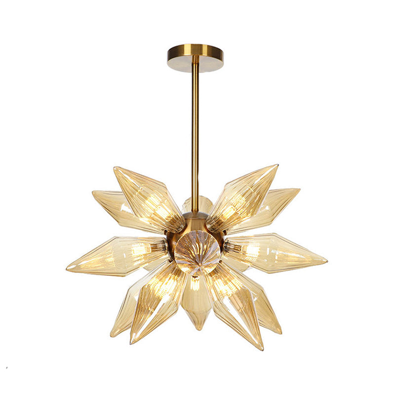 Sputnik Living Room Hanging Fixture Factory Clear/Amber Glass 9/12/15 Bulbs Brass/Copper Chandelier Lighting Fixture Clearhalo 'Cast Iron' 'Ceiling Lights' 'Chandeliers' 'Industrial Chandeliers' 'Industrial' 'Metal' 'Middle Century Chandeliers' 'Rustic Chandeliers' 'Tiffany' Lighting' 1423592