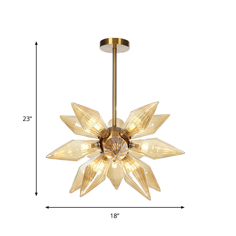 Sputnik Living Room Hanging Fixture Factory Clear/Amber Glass 9/12/15 Bulbs Brass/Copper Chandelier Lighting Fixture Clearhalo 'Cast Iron' 'Ceiling Lights' 'Chandeliers' 'Industrial Chandeliers' 'Industrial' 'Metal' 'Middle Century Chandeliers' 'Rustic Chandeliers' 'Tiffany' Lighting' 1423593