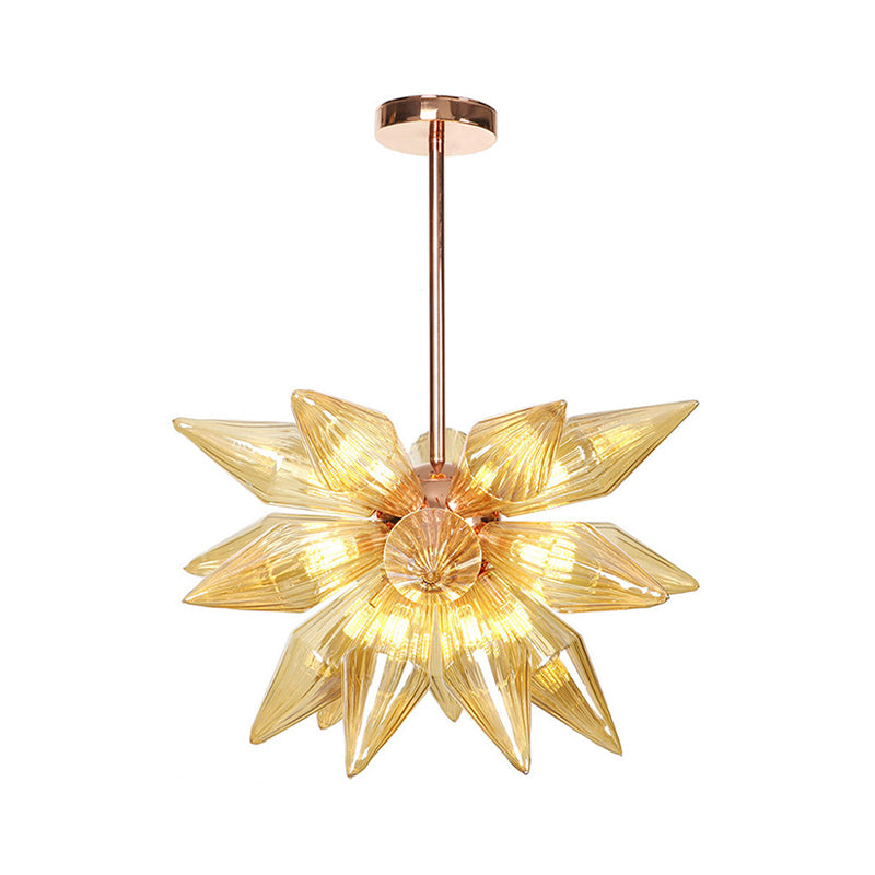 Sputnik Living Room Hanging Fixture Factory Clear/Amber Glass 9/12/15 Bulbs Brass/Copper Chandelier Lighting Fixture Clearhalo 'Cast Iron' 'Ceiling Lights' 'Chandeliers' 'Industrial Chandeliers' 'Industrial' 'Metal' 'Middle Century Chandeliers' 'Rustic Chandeliers' 'Tiffany' Lighting' 1423596