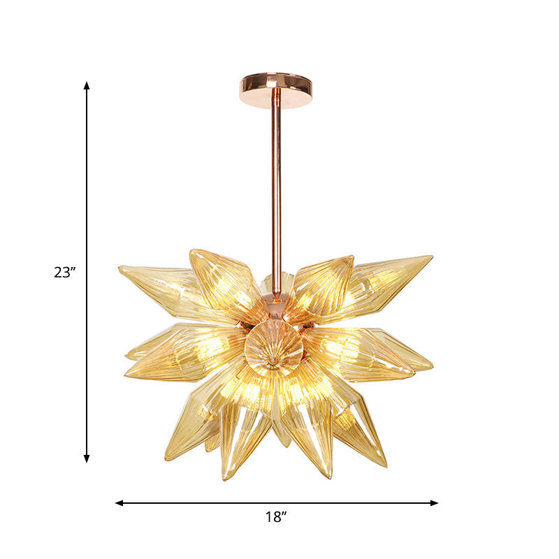 Sputnik Living Room Hanging Fixture Factory Clear/Amber Glass 9/12/15 Bulbs Brass/Copper Chandelier Lighting Fixture Clearhalo 'Cast Iron' 'Ceiling Lights' 'Chandeliers' 'Industrial Chandeliers' 'Industrial' 'Metal' 'Middle Century Chandeliers' 'Rustic Chandeliers' 'Tiffany' Lighting' 1423597