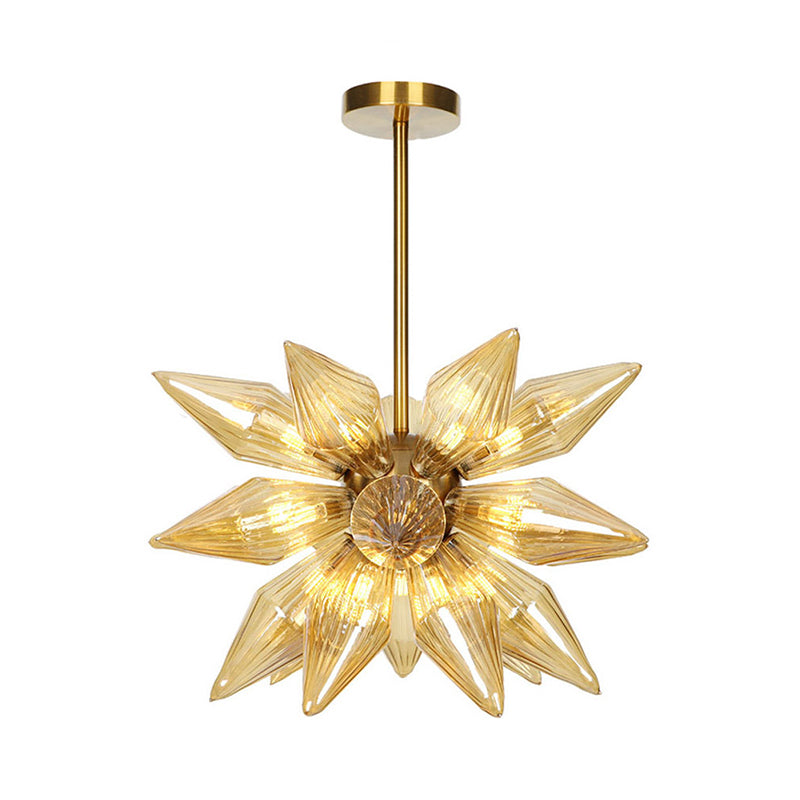 Sputnik Living Room Hanging Fixture Factory Clear/Amber Glass 9/12/15 Bulbs Brass/Copper Chandelier Lighting Fixture Clearhalo 'Cast Iron' 'Ceiling Lights' 'Chandeliers' 'Industrial Chandeliers' 'Industrial' 'Metal' 'Middle Century Chandeliers' 'Rustic Chandeliers' 'Tiffany' Lighting' 1423600