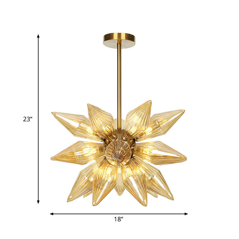 Sputnik Living Room Hanging Fixture Factory Clear/Amber Glass 9/12/15 Bulbs Brass/Copper Chandelier Lighting Fixture Clearhalo 'Cast Iron' 'Ceiling Lights' 'Chandeliers' 'Industrial Chandeliers' 'Industrial' 'Metal' 'Middle Century Chandeliers' 'Rustic Chandeliers' 'Tiffany' Lighting' 1423601