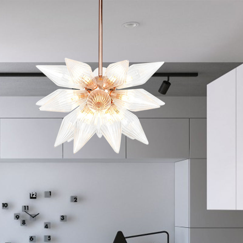 Sputnik Living Room Hanging Fixture Factory Clear/Amber Glass 9/12/15 Bulbs Brass/Copper Chandelier Lighting Fixture 21 Copper Clear Clearhalo 'Cast Iron' 'Ceiling Lights' 'Chandeliers' 'Industrial Chandeliers' 'Industrial' 'Metal' 'Middle Century Chandeliers' 'Rustic Chandeliers' 'Tiffany' Lighting' 1423603