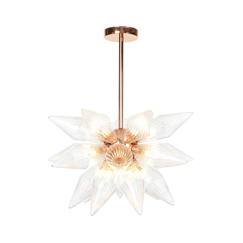 Sputnik Living Room Hanging Fixture Factory Clear/Amber Glass 9/12/15 Bulbs Brass/Copper Chandelier Lighting Fixture Clearhalo 'Cast Iron' 'Ceiling Lights' 'Chandeliers' 'Industrial Chandeliers' 'Industrial' 'Metal' 'Middle Century Chandeliers' 'Rustic Chandeliers' 'Tiffany' Lighting' 1423604