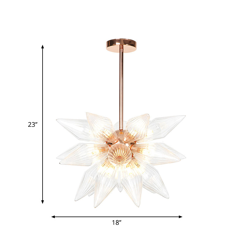 Sputnik Living Room Hanging Fixture Factory Clear/Amber Glass 9/12/15 Bulbs Brass/Copper Chandelier Lighting Fixture Clearhalo 'Cast Iron' 'Ceiling Lights' 'Chandeliers' 'Industrial Chandeliers' 'Industrial' 'Metal' 'Middle Century Chandeliers' 'Rustic Chandeliers' 'Tiffany' Lighting' 1423605