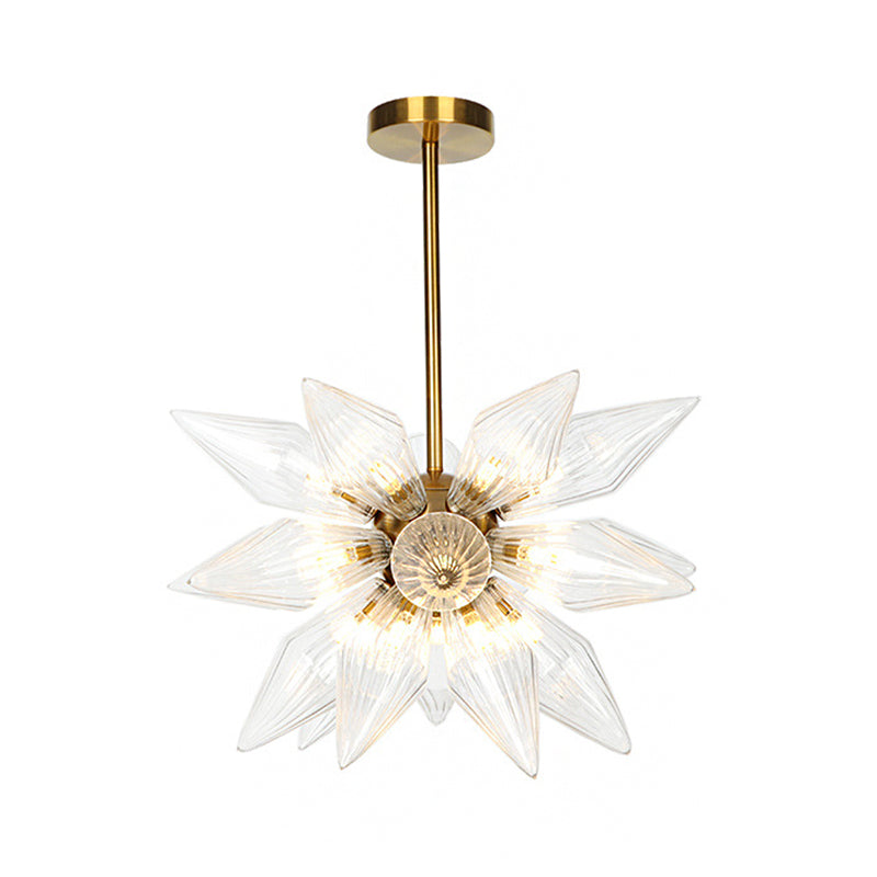 Sputnik Living Room Hanging Fixture Factory Clear/Amber Glass 9/12/15 Bulbs Brass/Copper Chandelier Lighting Fixture Clearhalo 'Cast Iron' 'Ceiling Lights' 'Chandeliers' 'Industrial Chandeliers' 'Industrial' 'Metal' 'Middle Century Chandeliers' 'Rustic Chandeliers' 'Tiffany' Lighting' 1423608
