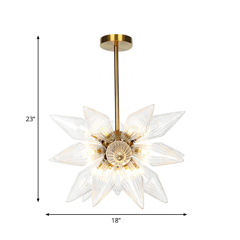 Sputnik Living Room Hanging Fixture Factory Clear/Amber Glass 9/12/15 Bulbs Brass/Copper Chandelier Lighting Fixture Clearhalo 'Cast Iron' 'Ceiling Lights' 'Chandeliers' 'Industrial Chandeliers' 'Industrial' 'Metal' 'Middle Century Chandeliers' 'Rustic Chandeliers' 'Tiffany' Lighting' 1423609