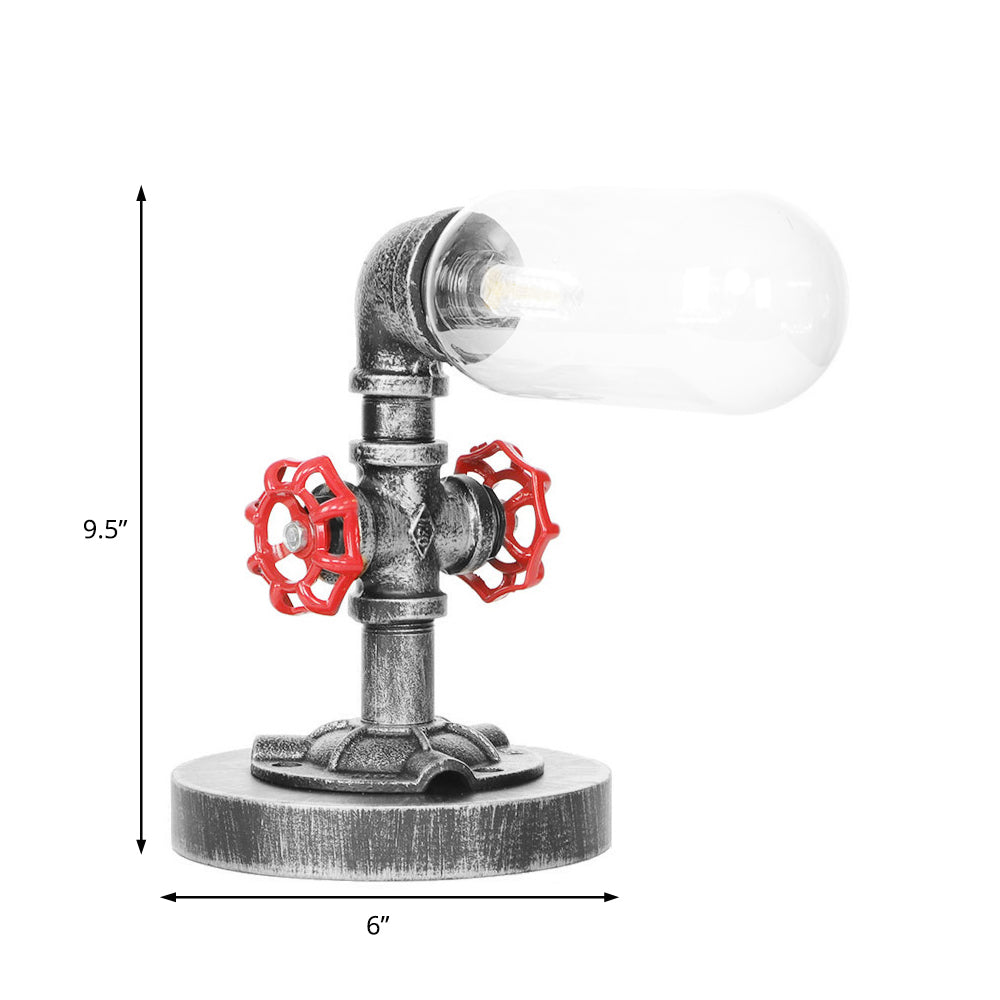 1/4/5-Bulb Capsule Shade Table Ligting Industrial Clear/Amber Glass Night Lamp for Bedroom Clearhalo 'Lamps' 'Table Lamps' Lighting' 1423730