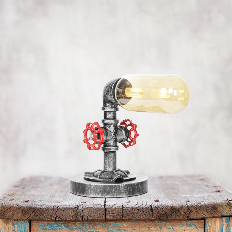 1/4/5-Bulb Capsule Shade Table Ligting Industrial Clear/Amber Glass Night Lamp for Bedroom Clearhalo 'Lamps' 'Table Lamps' Lighting' 1423733