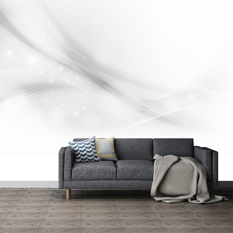Simple Abstract Ribbon Wall Murals Black and White Stain Resistant Wall Art for Home Black-White Clearhalo 'Wall Decor' 'Wall Mural' 1424036