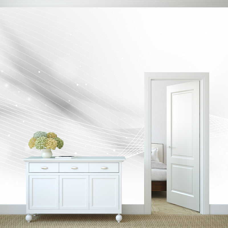 Simple Abstract Ribbon Wall Murals Black and White Stain Resistant Wall Art for Home Clearhalo 'Wall Decor' 'Wall Mural' 1424038