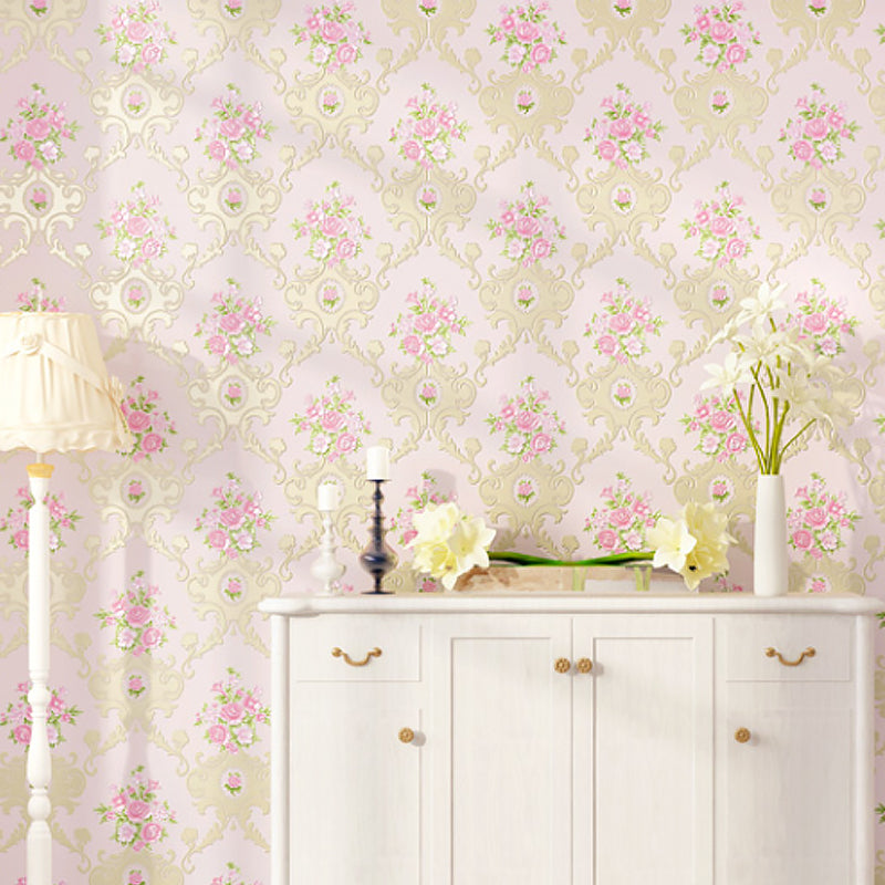 Country Style Floral Wallpaper Roll Soft Color Stain Resistant Wall Covering for Home Clearhalo 'Country wall decor' 'Rustic' 'Wallpaper' Wall Decor' 1424386