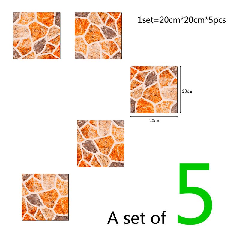 Modern Pebble Look Wallpaper Panel Orange Bathroom Self Sticking Wall Decor, 8' x 8" Clearhalo 'Wall Decor' 'Wallpaper' 1424785