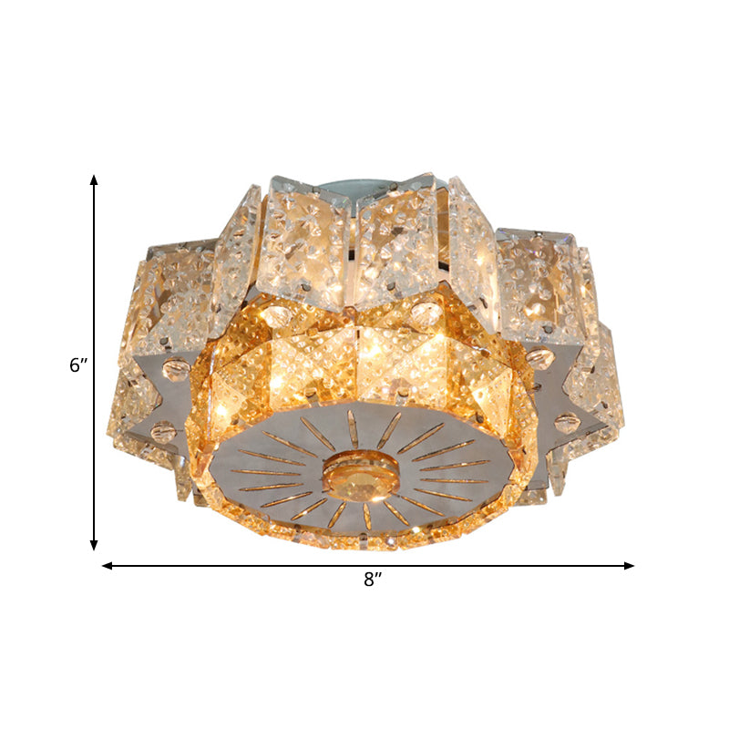LED Light Fixture Modern Twelve-Pointed Star Clear Crystal Blocks Flush Mount in Nickel Clearhalo 'Ceiling Lights' 'Close To Ceiling Lights' 'Close to ceiling' 'Semi-flushmount' Lighting' 1425653